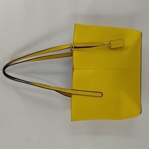 Bostonten shoulder bag yellow double straps zip top large vegan leather
